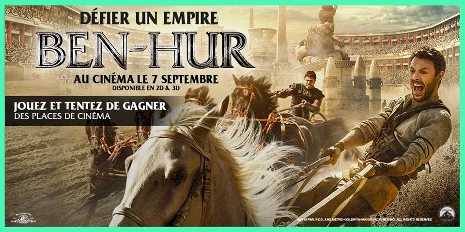 Illustration du jeu concours 10x2 places de cinéma à gagner pour le film Ben-Hur !